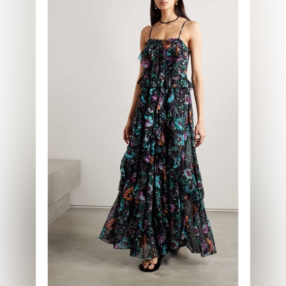 Ulla Johnson Colette ruffled floral-print fil coupé silk-chiffon gown dress - 4 - Picture 2 of 11